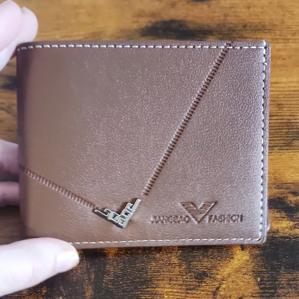 3pcs/Set Men's Pu Leather Short Wallet, Fashionable Plaid Soft Wallet, Large